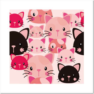 Cute pink cats Posters and Art